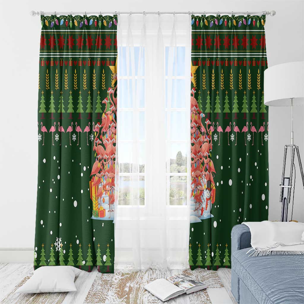 Flamingo Christmas Tree Christmas Window Curtain Funny Xmas Holiday Patterns - Wonder Print Shop