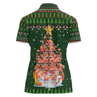 Flamingo Christmas Tree Christmas Women Polo Shirt Funny Xmas Holiday Patterns - Wonder Print Shop