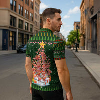 Flamingo Christmas Tree Christmas Zipper Polo Shirt Funny Xmas Holiday Patterns - Wonder Print Shop