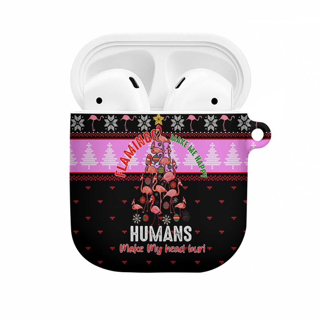 Flamingo Make Me Happy Christmas AirPods Case Funny Xmas Holiday Patterns - Wonder Print Shop