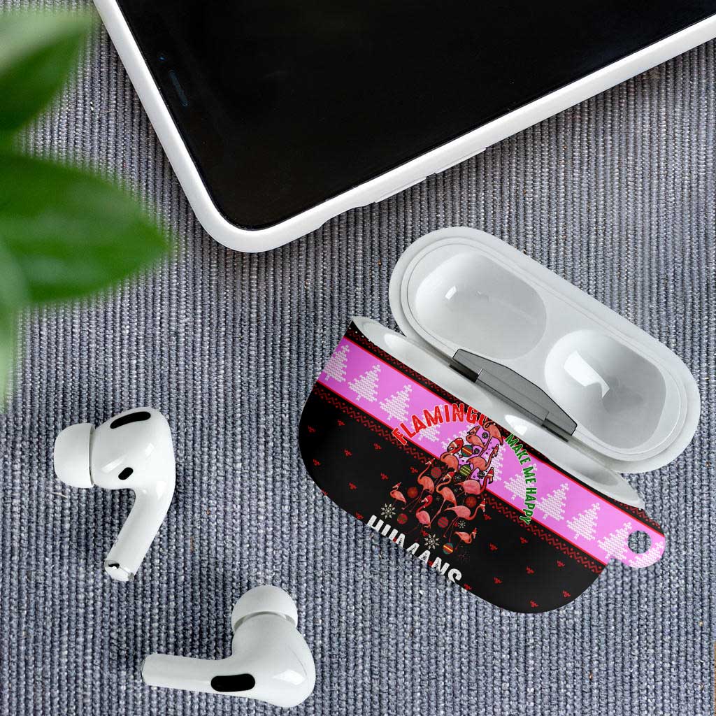 Flamingo Make Me Happy Christmas AirPods Case Funny Xmas Holiday Patterns - Wonder Print Shop