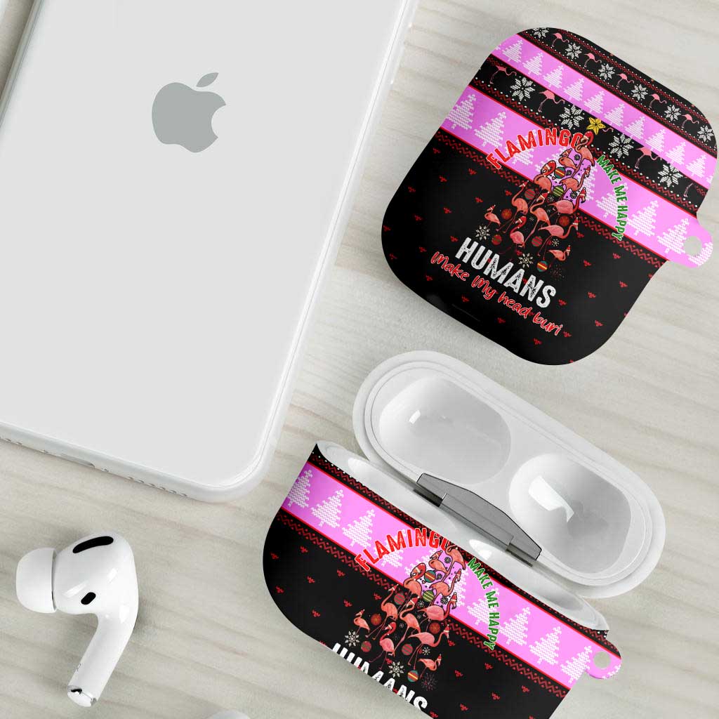 Flamingo Make Me Happy Christmas AirPods Case Funny Xmas Holiday Patterns - Wonder Print Shop