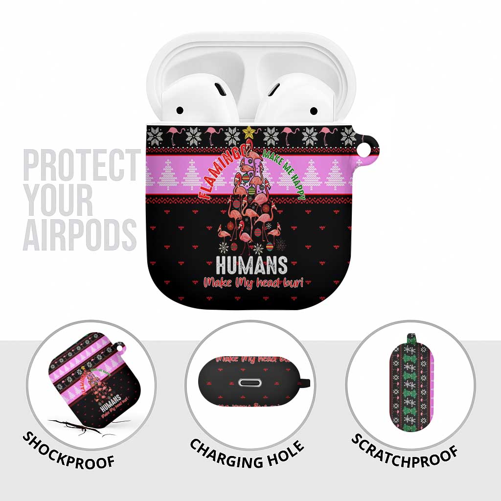 Flamingo Make Me Happy Christmas AirPods Case Funny Xmas Holiday Patterns - Wonder Print Shop