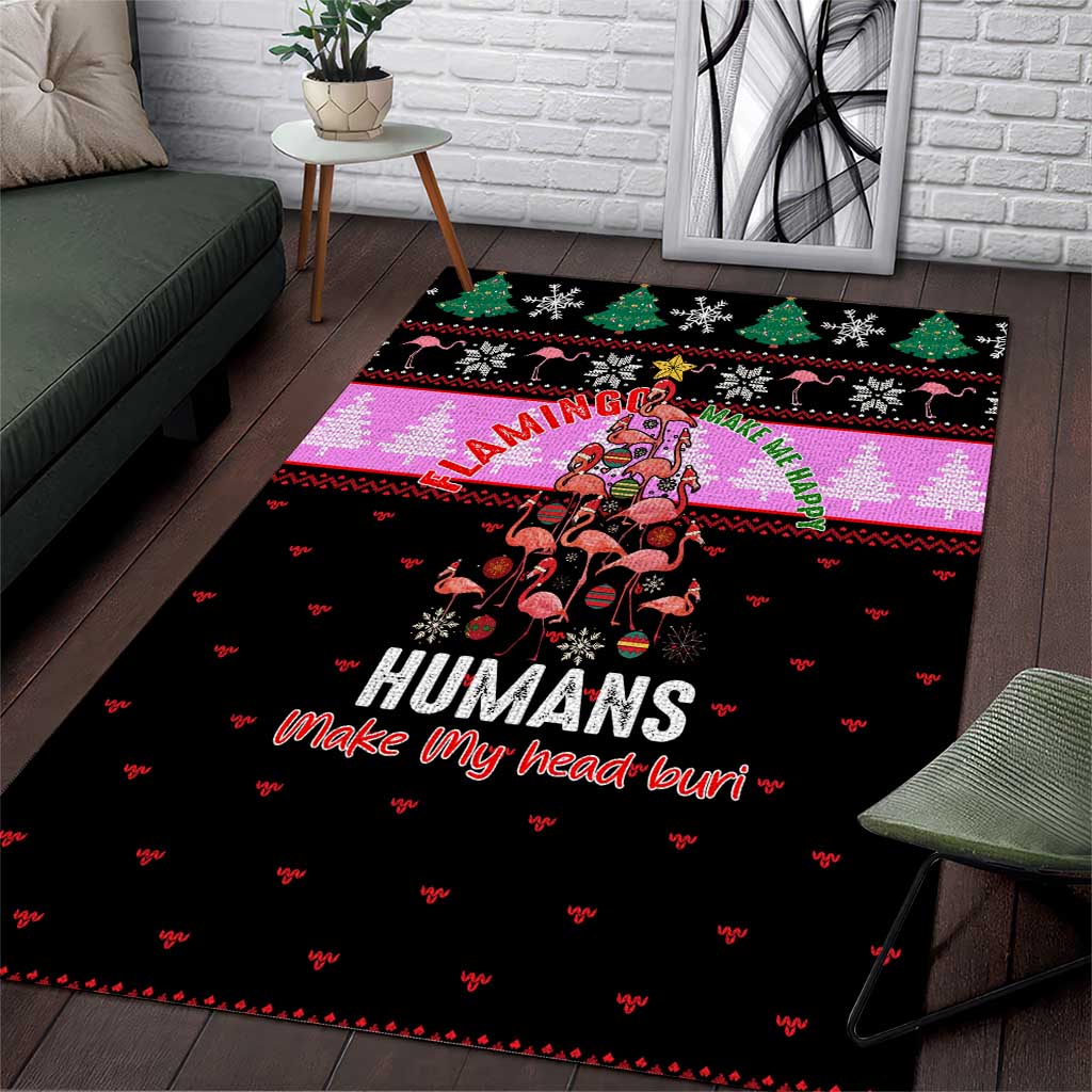 Flamingo Make Me Happy Christmas Area Rug Funny Xmas Holiday Patterns - Wonder Print Shop