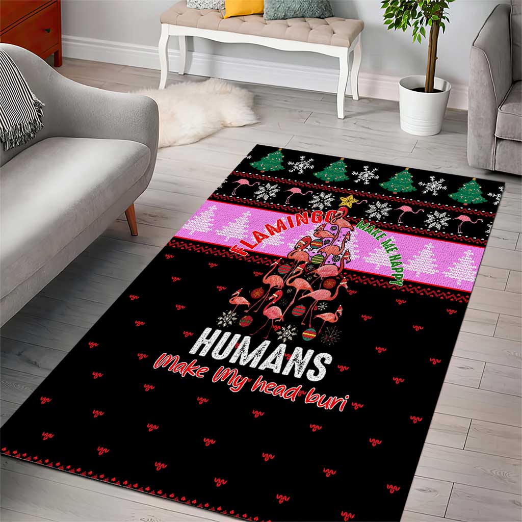 Flamingo Make Me Happy Christmas Area Rug Funny Xmas Holiday Patterns - Wonder Print Shop