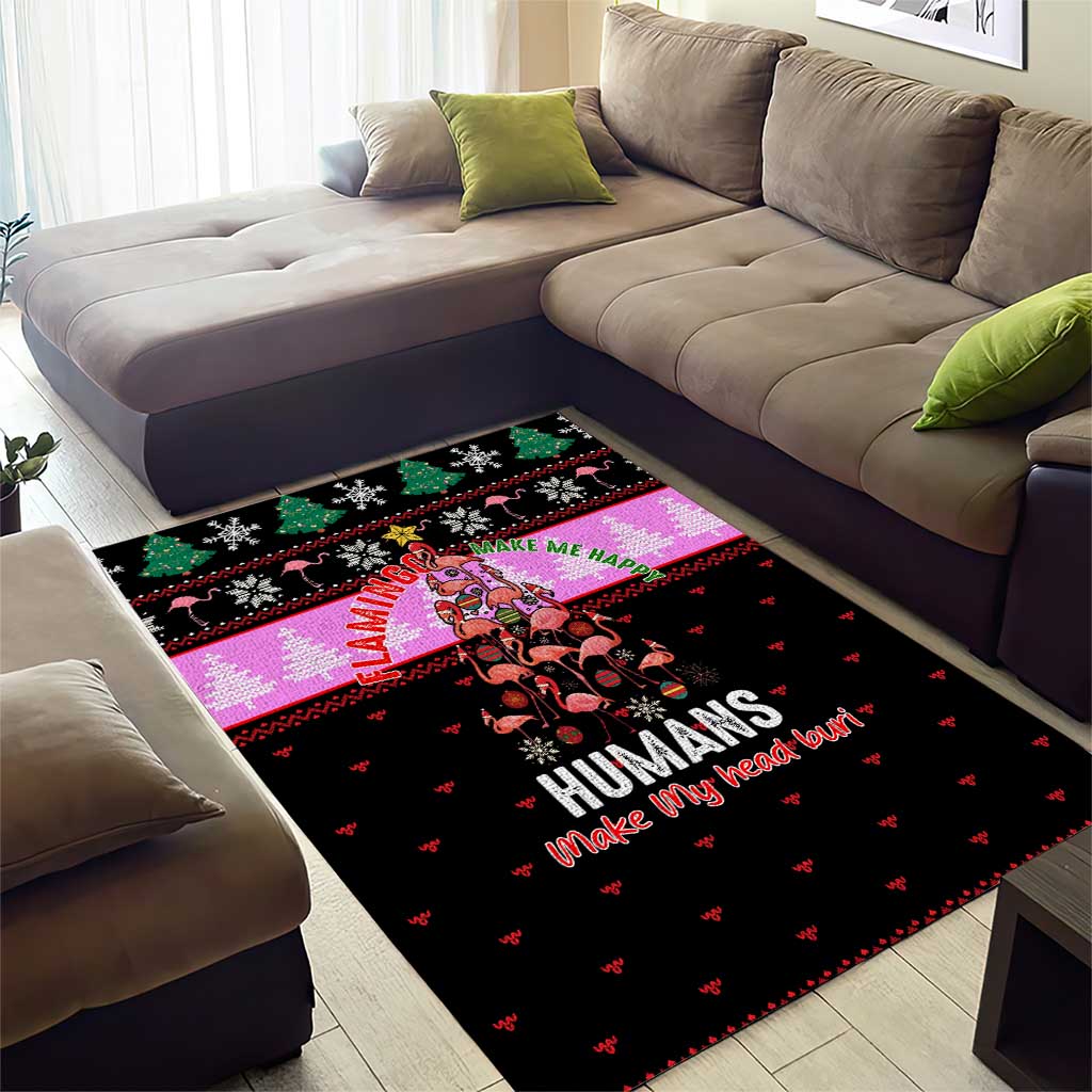 Flamingo Make Me Happy Christmas Area Rug Funny Xmas Holiday Patterns - Wonder Print Shop