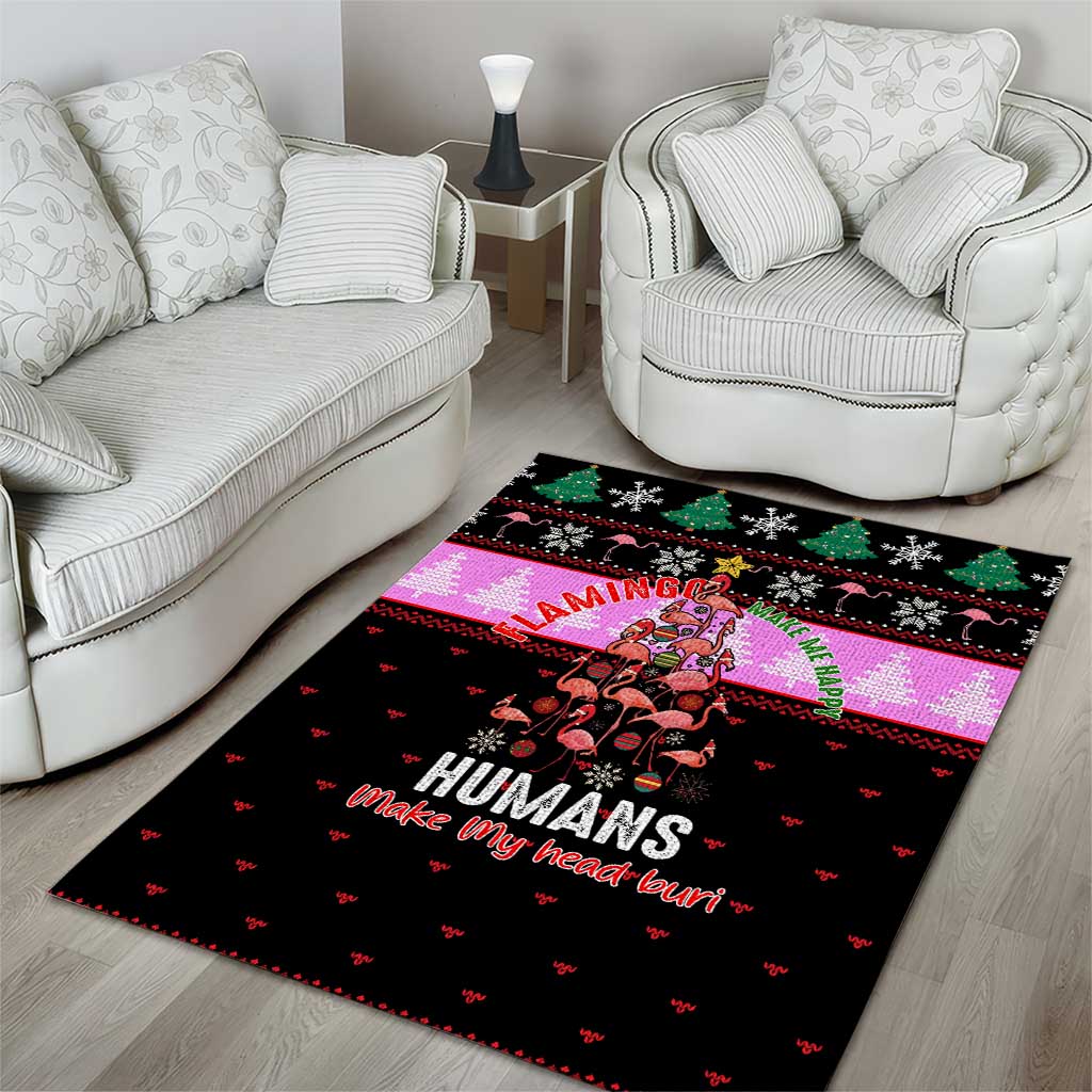 Flamingo Make Me Happy Christmas Area Rug Funny Xmas Holiday Patterns - Wonder Print Shop