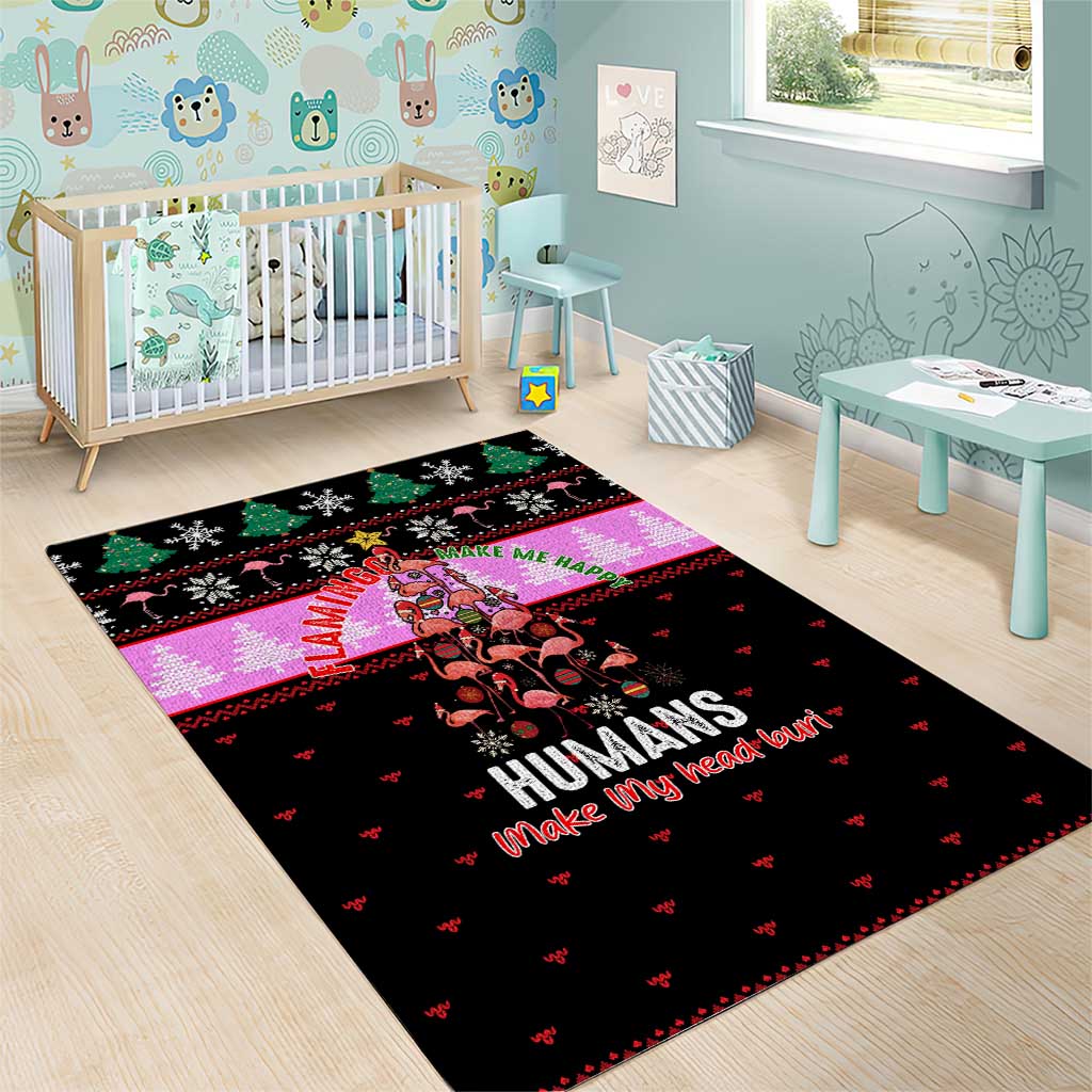 Flamingo Make Me Happy Christmas Area Rug Funny Xmas Holiday Patterns - Wonder Print Shop