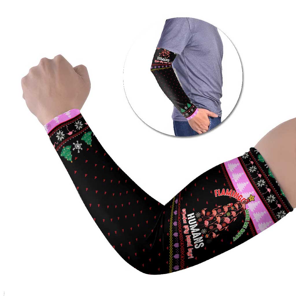 Flamingo Make Me Happy Christmas Arm Sleeves Funny Xmas Holiday Patterns - Wonder Print Shop