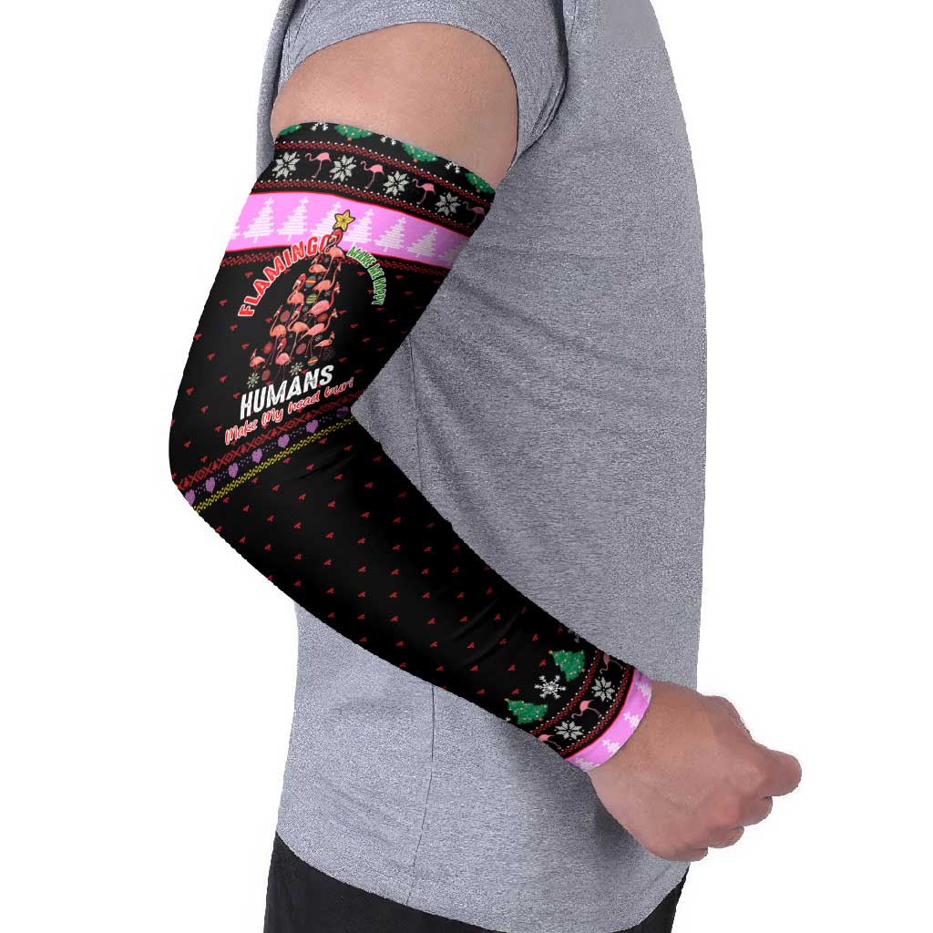 Flamingo Make Me Happy Christmas Arm Sleeves Funny Xmas Holiday Patterns - Wonder Print Shop