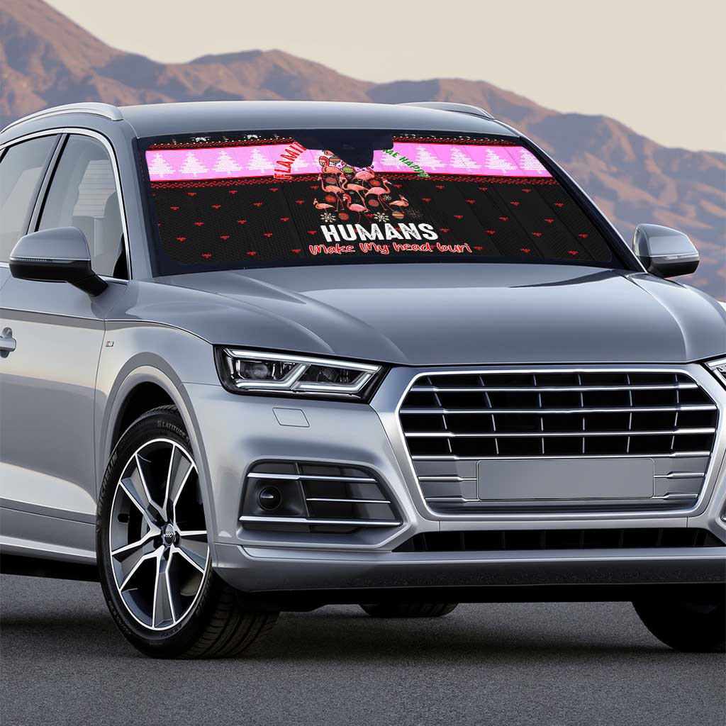 Flamingo Make Me Happy Christmas Auto Sun Shade Funny Xmas Holiday Patterns - Wonder Print Shop