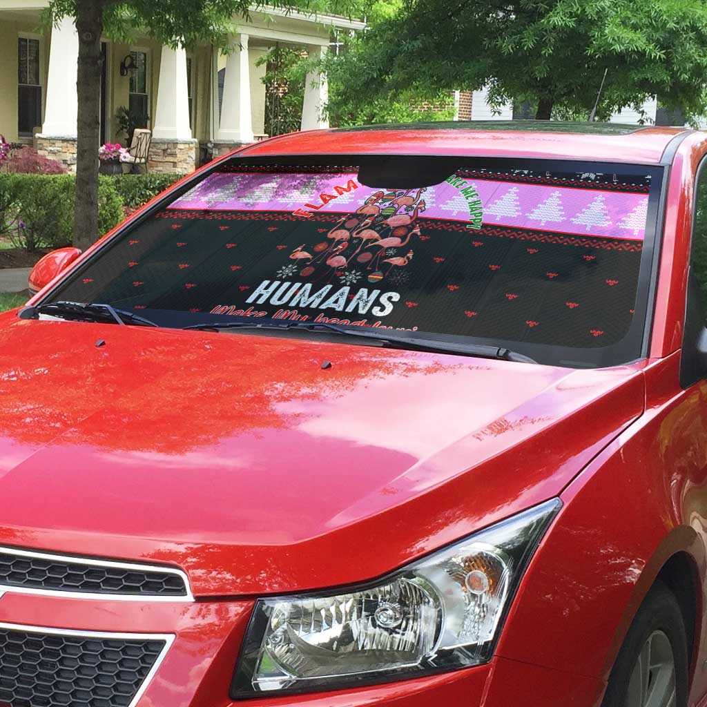 Flamingo Make Me Happy Christmas Auto Sun Shade Funny Xmas Holiday Patterns - Wonder Print Shop