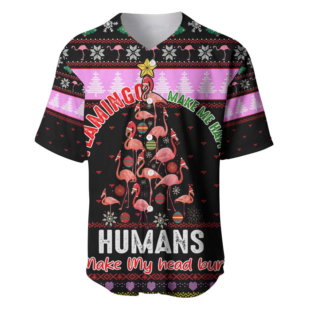 Flamingo Make Me Happy Christmas Baseball Jersey Funny Xmas Holiday Patterns - Wonder Print Shop