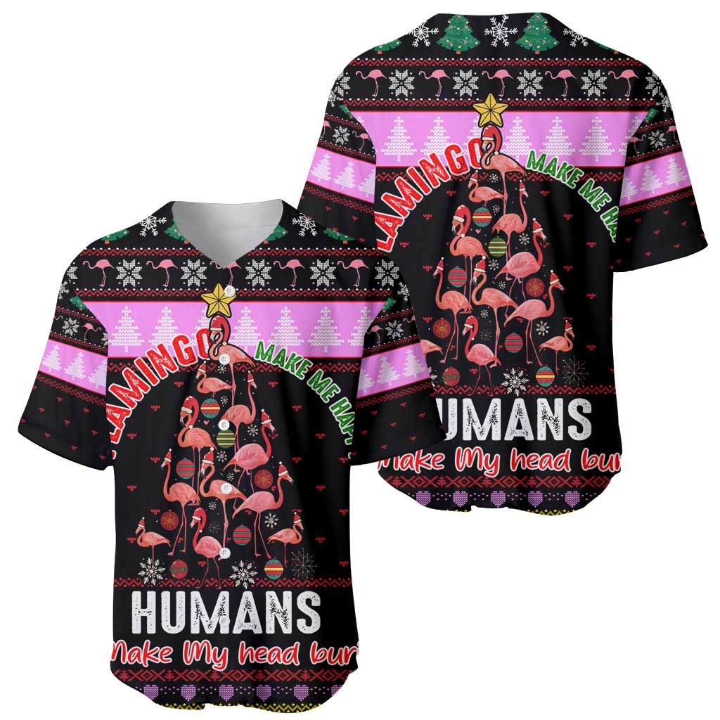 Flamingo Make Me Happy Christmas Baseball Jersey Funny Xmas Holiday Patterns - Wonder Print Shop