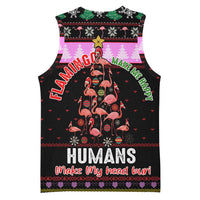 Flamingo Make Me Happy Christmas Basketball Jersey Funny Xmas Holiday Patterns - Wonder Print Shop