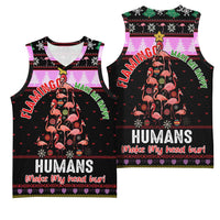 Flamingo Make Me Happy Christmas Basketball Jersey Funny Xmas Holiday Patterns - Wonder Print Shop