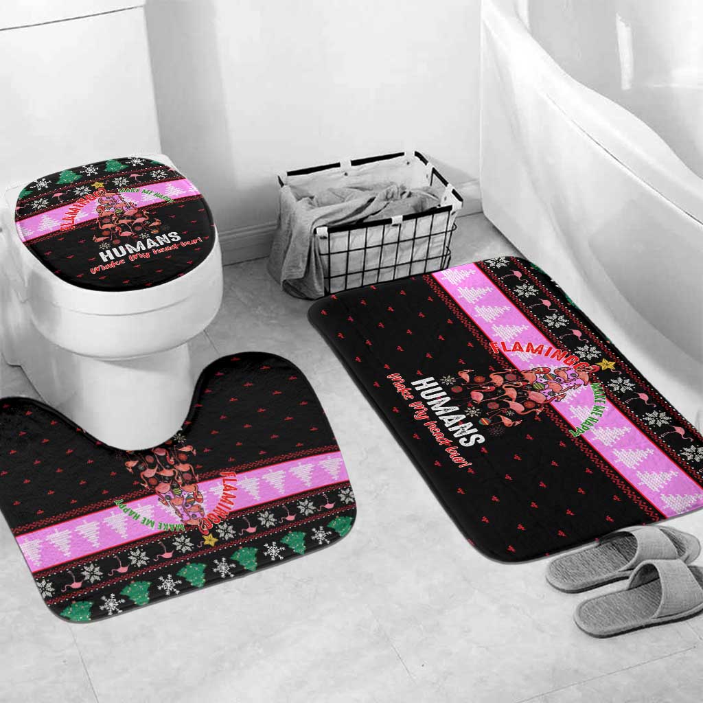 Flamingo Make Me Happy Christmas Bathroom Set Funny Xmas Holiday Patterns - Wonder Print Shop