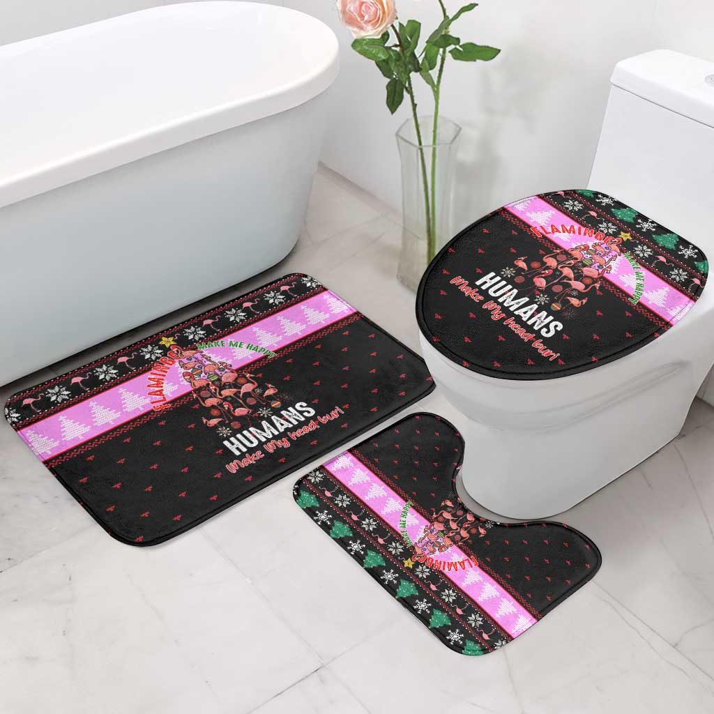 Flamingo Make Me Happy Christmas Bathroom Set Funny Xmas Holiday Patterns - Wonder Print Shop