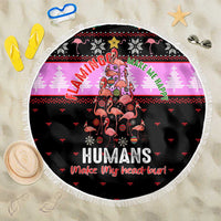 Flamingo Make Me Happy Christmas Beach Blanket Funny Xmas Holiday Patterns - Wonder Print Shop