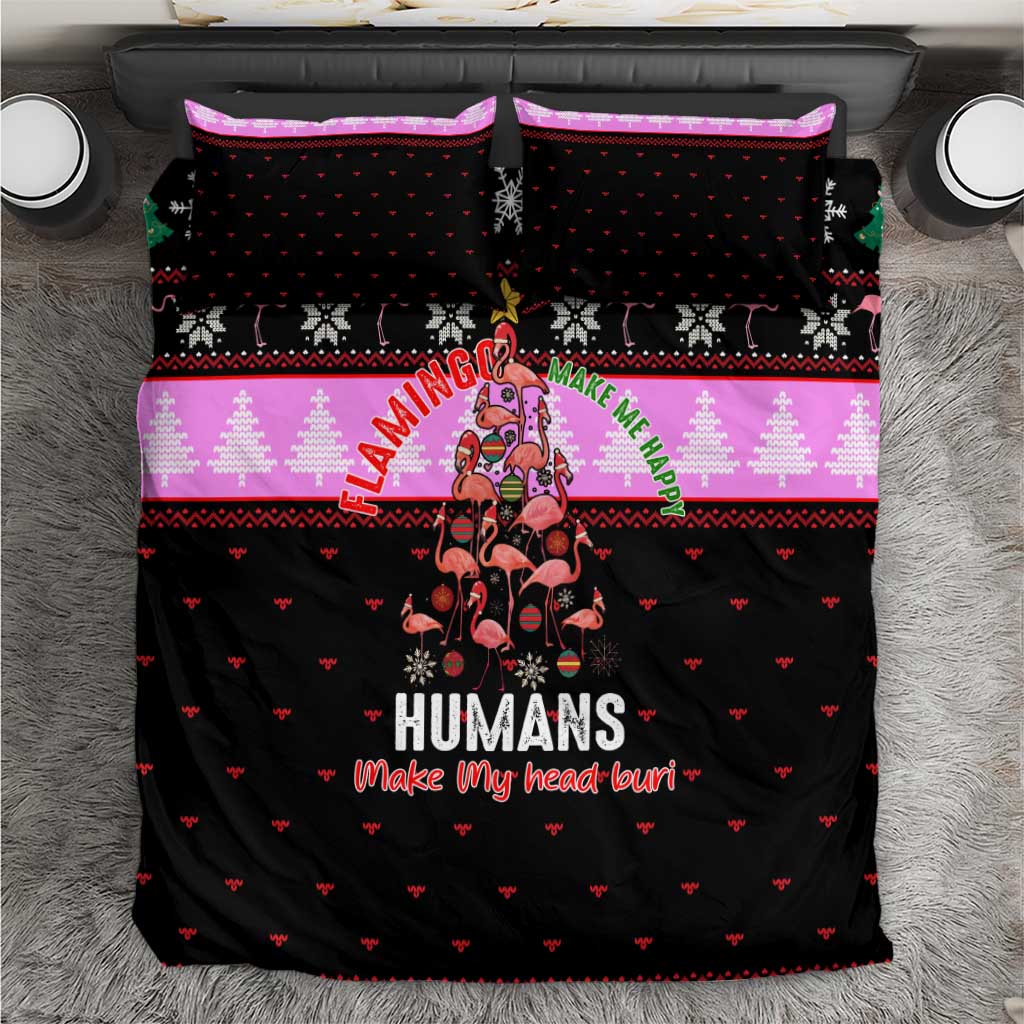 Flamingo Make Me Happy Christmas Bedding Set Funny Xmas Holiday Patterns - Wonder Print Shop