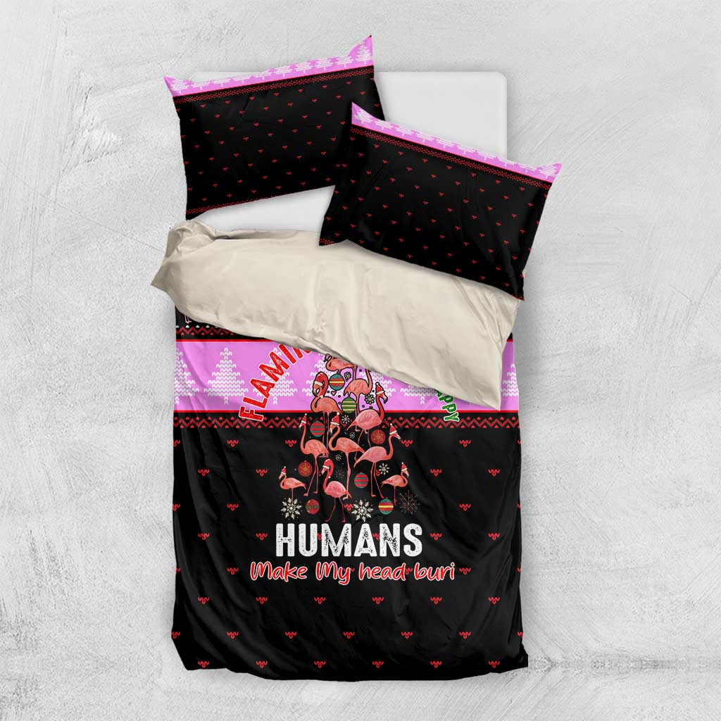 Flamingo Make Me Happy Christmas Bedding Set Funny Xmas Holiday Patterns - Wonder Print Shop