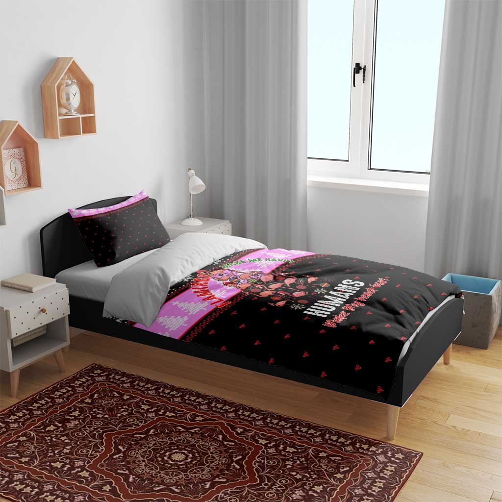 Flamingo Make Me Happy Christmas Bedding Set Funny Xmas Holiday Patterns - Wonder Print Shop