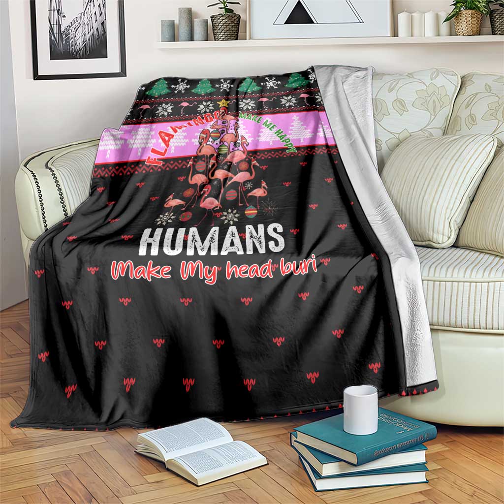 Flamingo Make Me Happy Christmas Blanket Funny Xmas Holiday Patterns - Wonder Print Shop