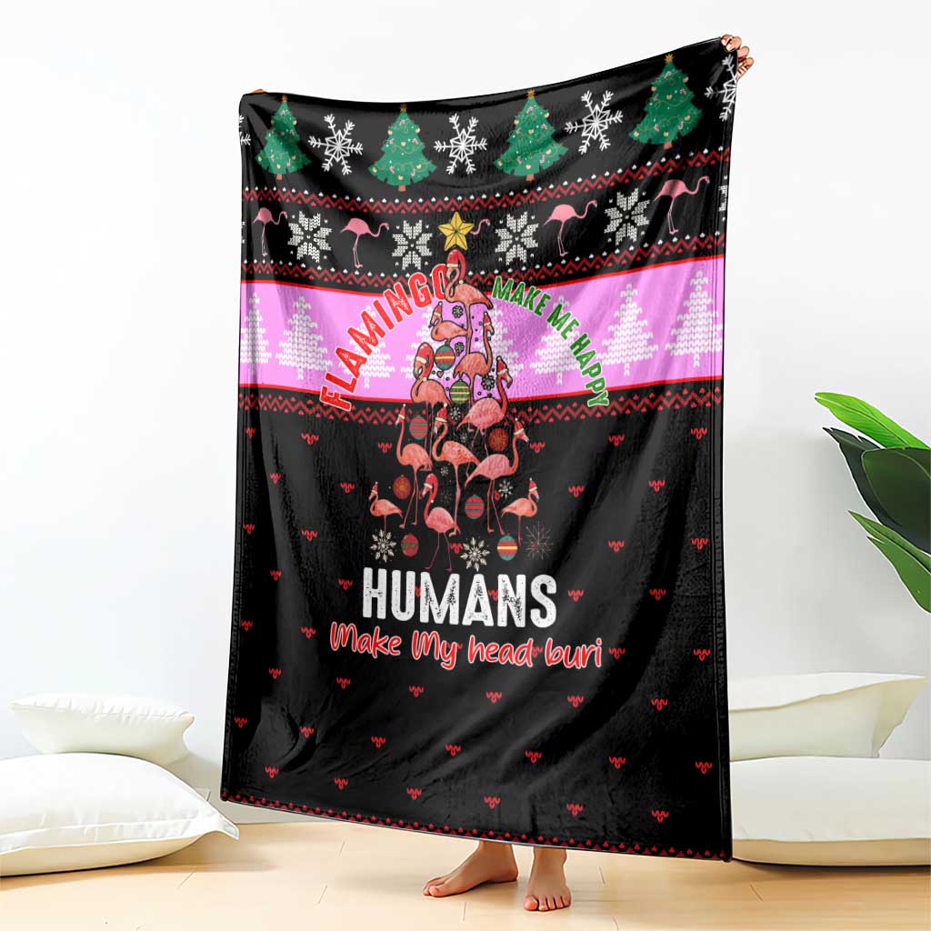 Flamingo Make Me Happy Christmas Blanket Funny Xmas Holiday Patterns - Wonder Print Shop