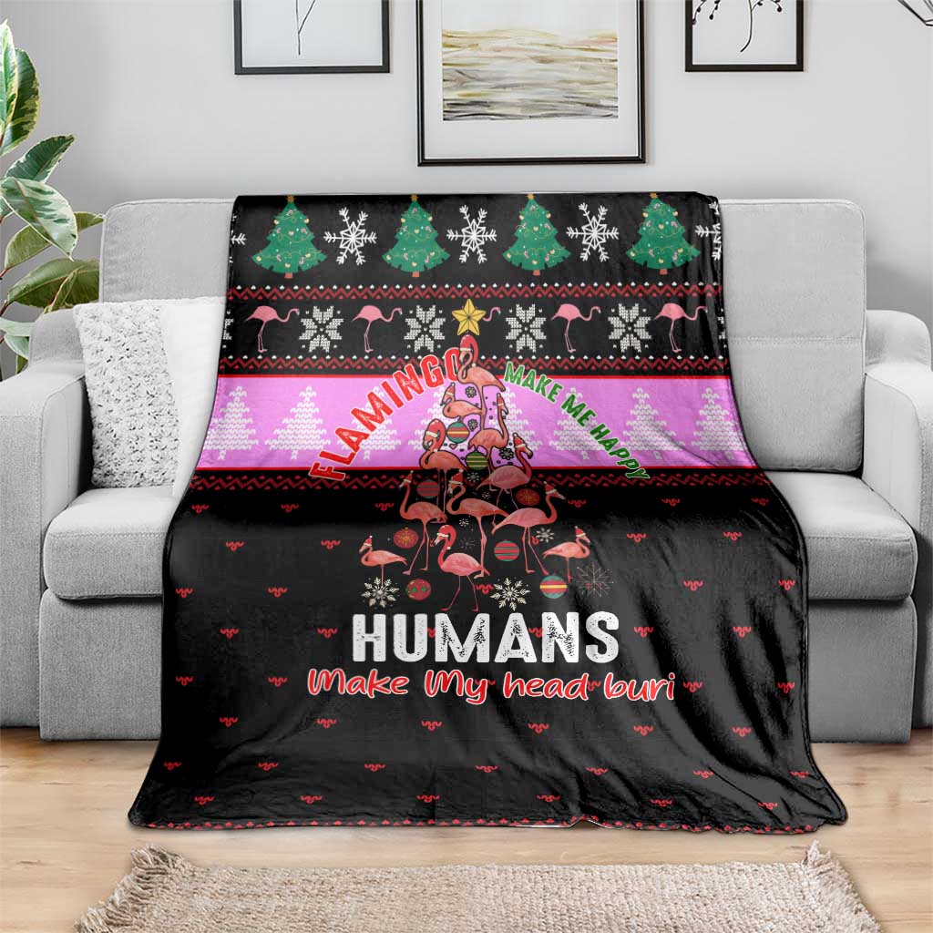Flamingo Make Me Happy Christmas Blanket Funny Xmas Holiday Patterns - Wonder Print Shop