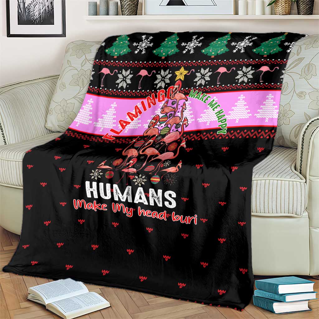Flamingo Make Me Happy Christmas Blanket Funny Xmas Holiday Patterns - Wonder Print Shop