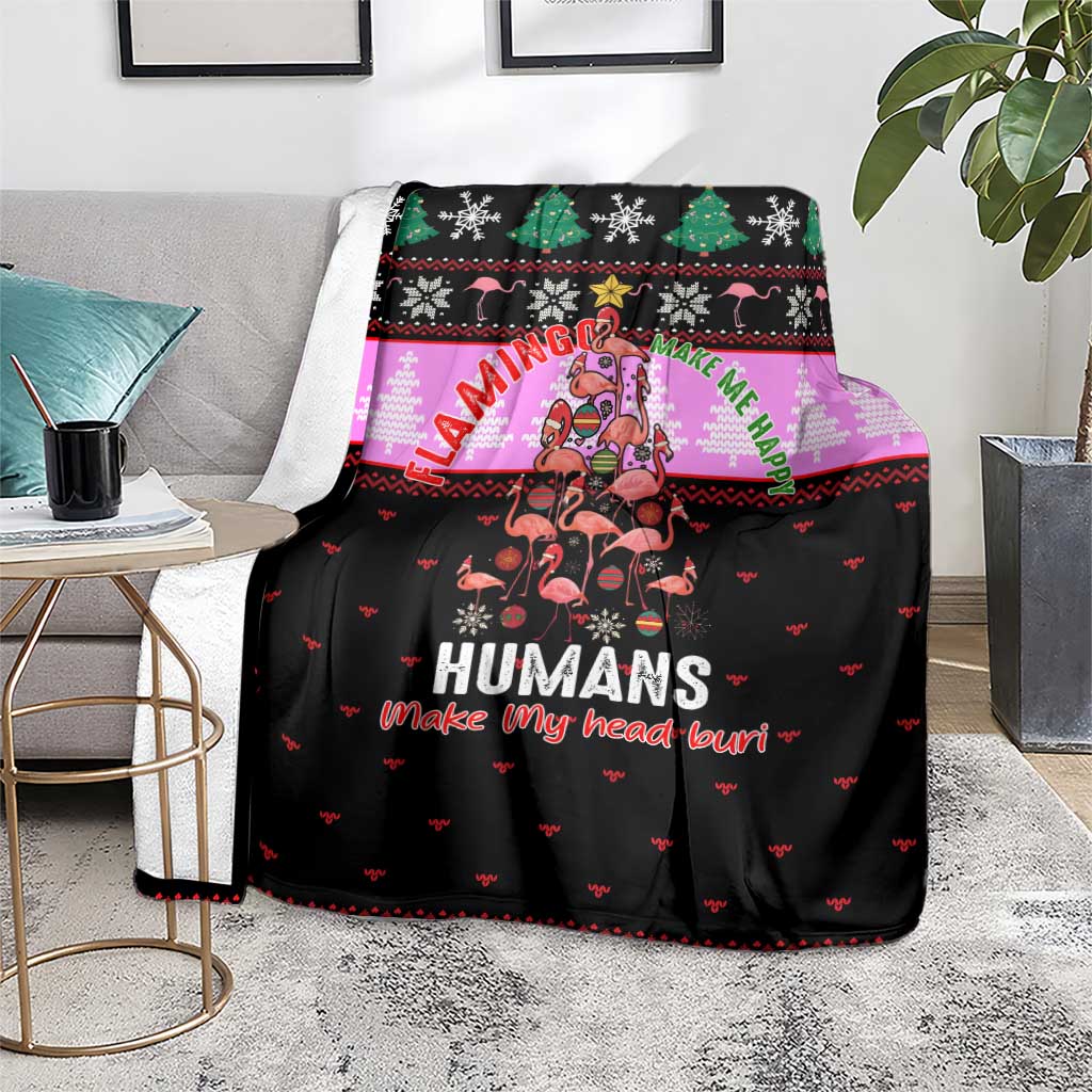 Flamingo Make Me Happy Christmas Blanket Funny Xmas Holiday Patterns - Wonder Print Shop
