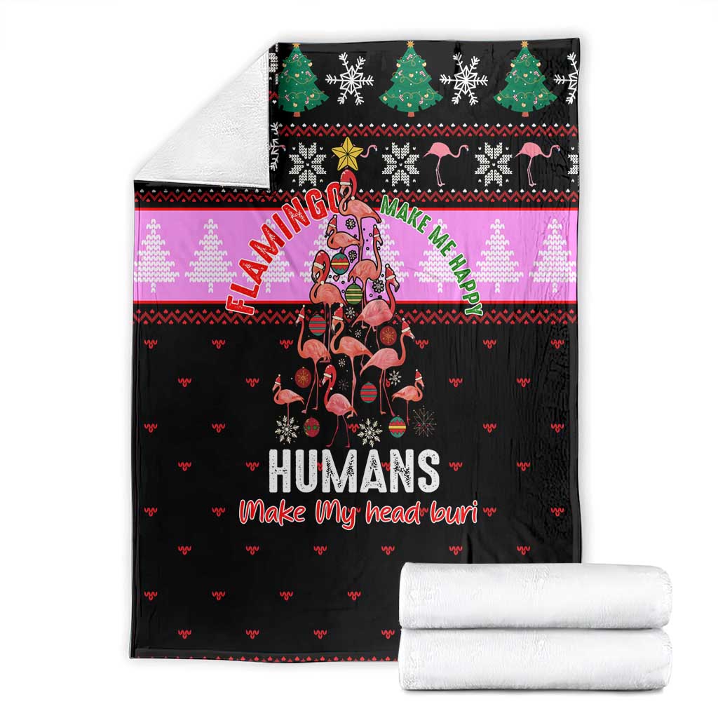 Flamingo Make Me Happy Christmas Blanket Funny Xmas Holiday Patterns - Wonder Print Shop