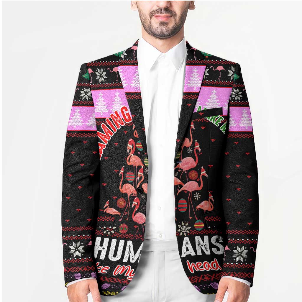 Flamingo Make Me Happy Christmas Blazer Funny Xmas Holiday Patterns - Wonder Print Shop