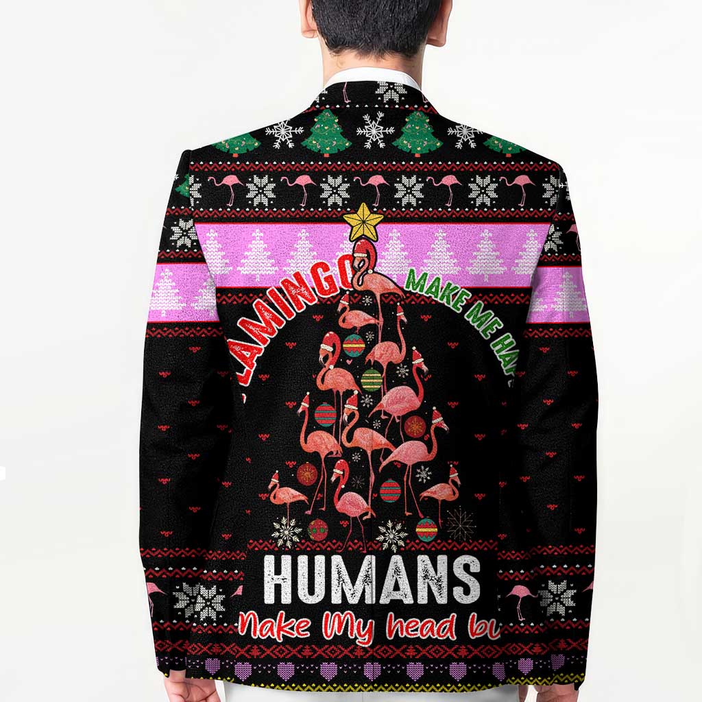 Flamingo Make Me Happy Christmas Blazer Funny Xmas Holiday Patterns - Wonder Print Shop