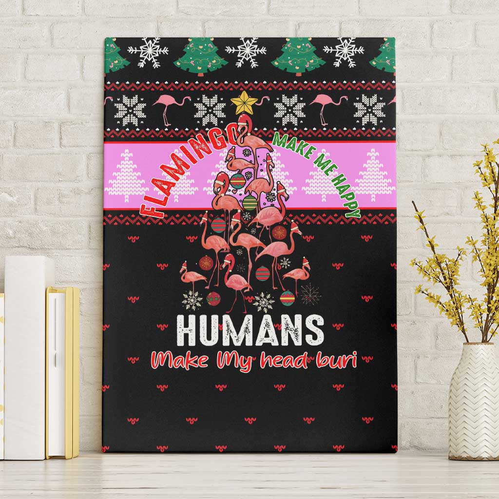 Flamingo Make Me Happy Christmas Canvas Wall Art Funny Xmas Holiday Patterns - Wonder Print Shop