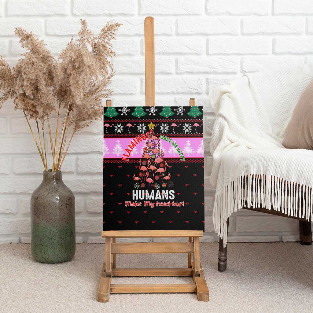 Flamingo Make Me Happy Christmas Canvas Wall Art Funny Xmas Holiday Patterns - Wonder Print Shop