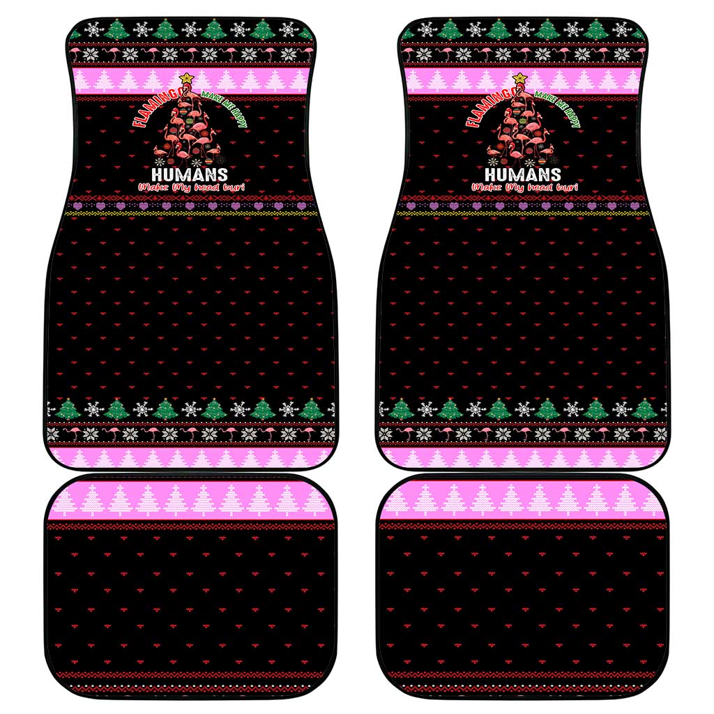 Flamingo Make Me Happy Christmas Car Mats Funny Xmas Holiday Patterns - Wonder Print Shop