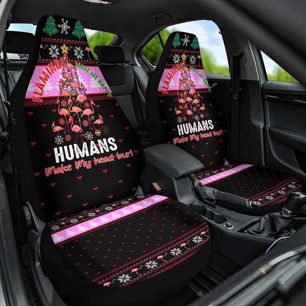 Flamingo Make Me Happy Christmas Car Seat Cover Funny Xmas Holiday Patterns - Wonder Print Shop