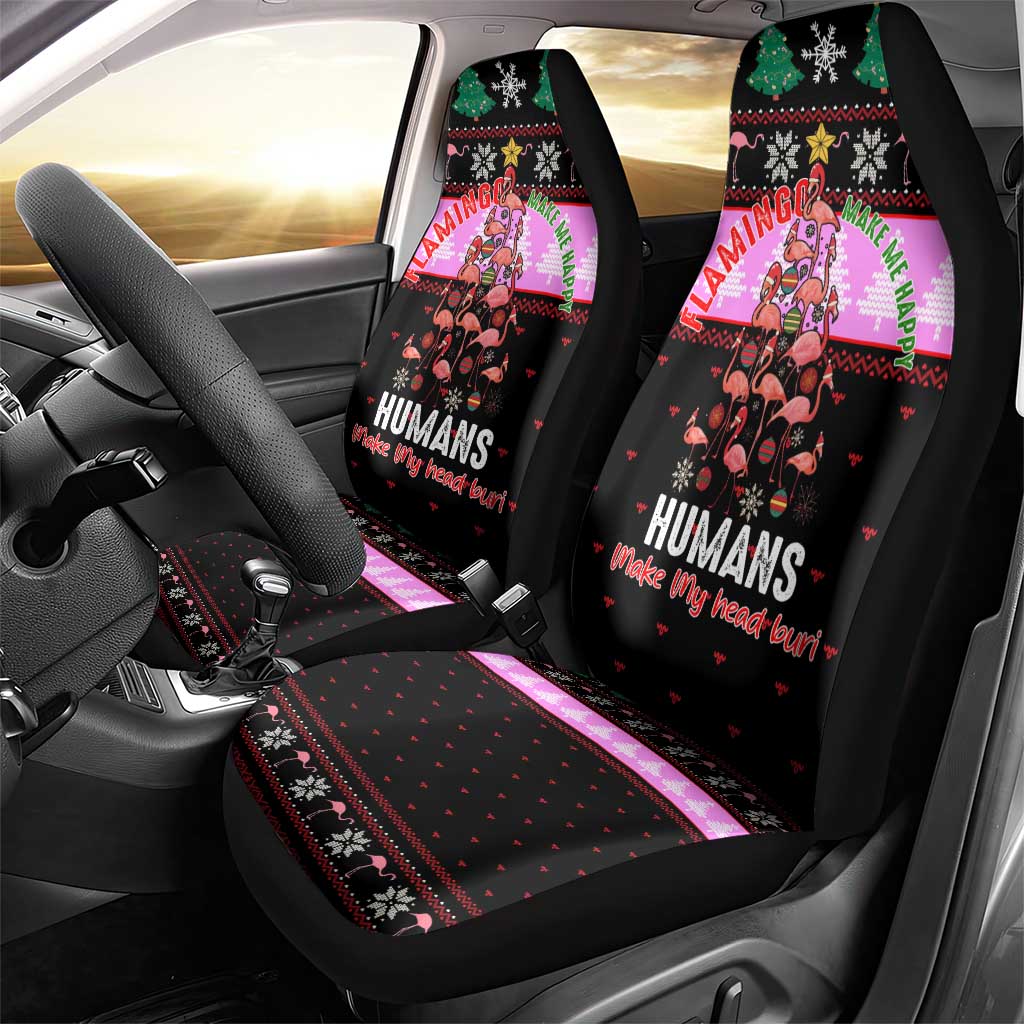 Flamingo Make Me Happy Christmas Car Seat Cover Funny Xmas Holiday Patterns - Wonder Print Shop