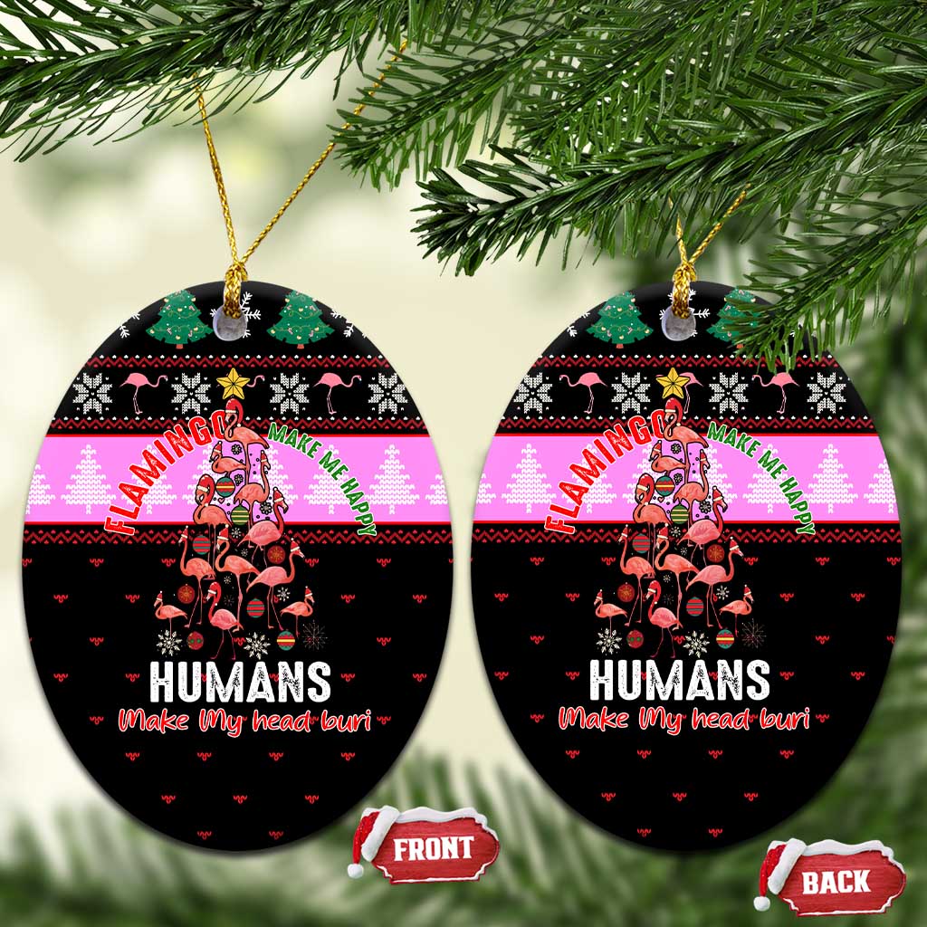 Flamingo Make Me Happy Christmas Ceramic Ornament Funny Xmas Holiday Patterns - Wonder Print Shop