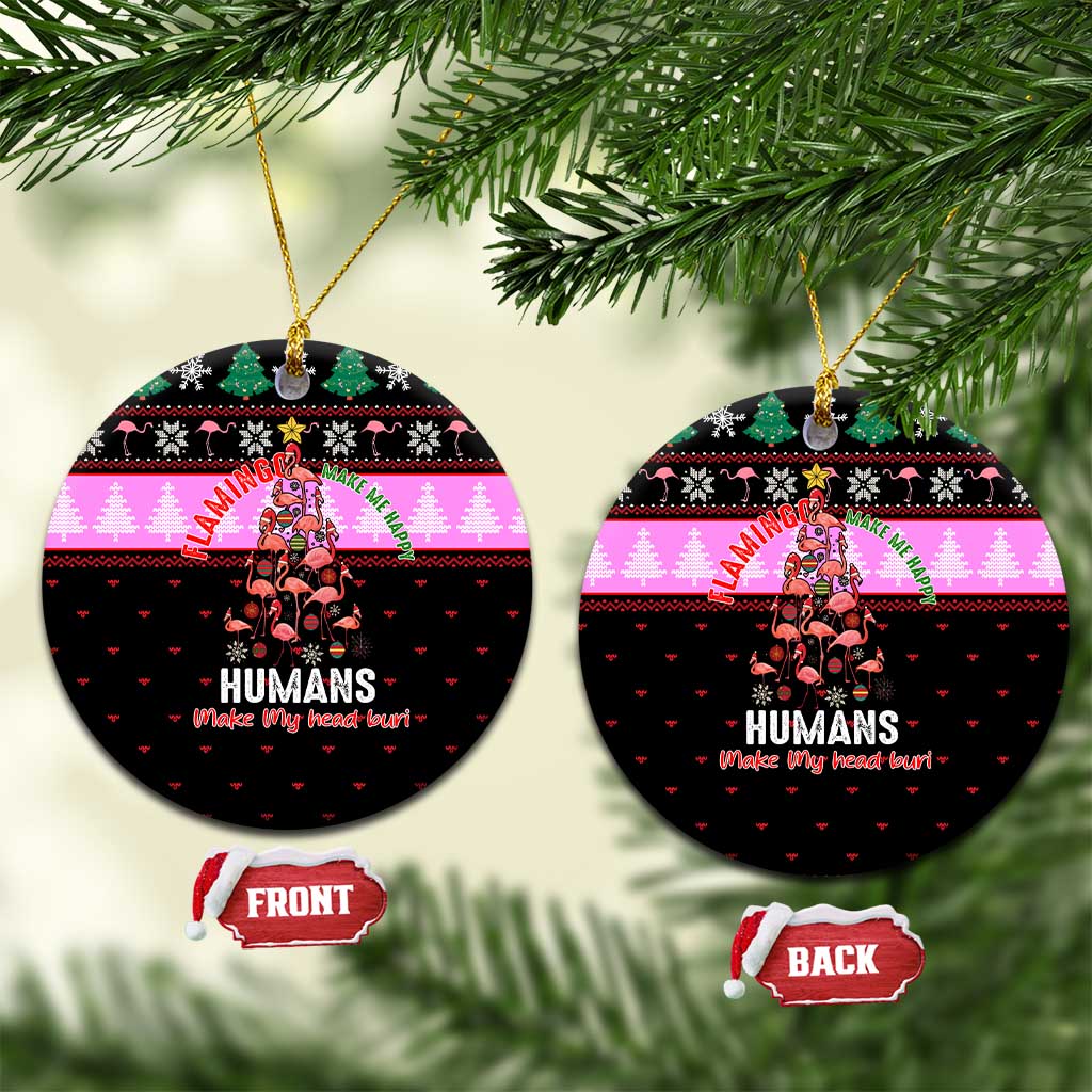 Flamingo Make Me Happy Christmas Ceramic Ornament Funny Xmas Holiday Patterns - Wonder Print Shop