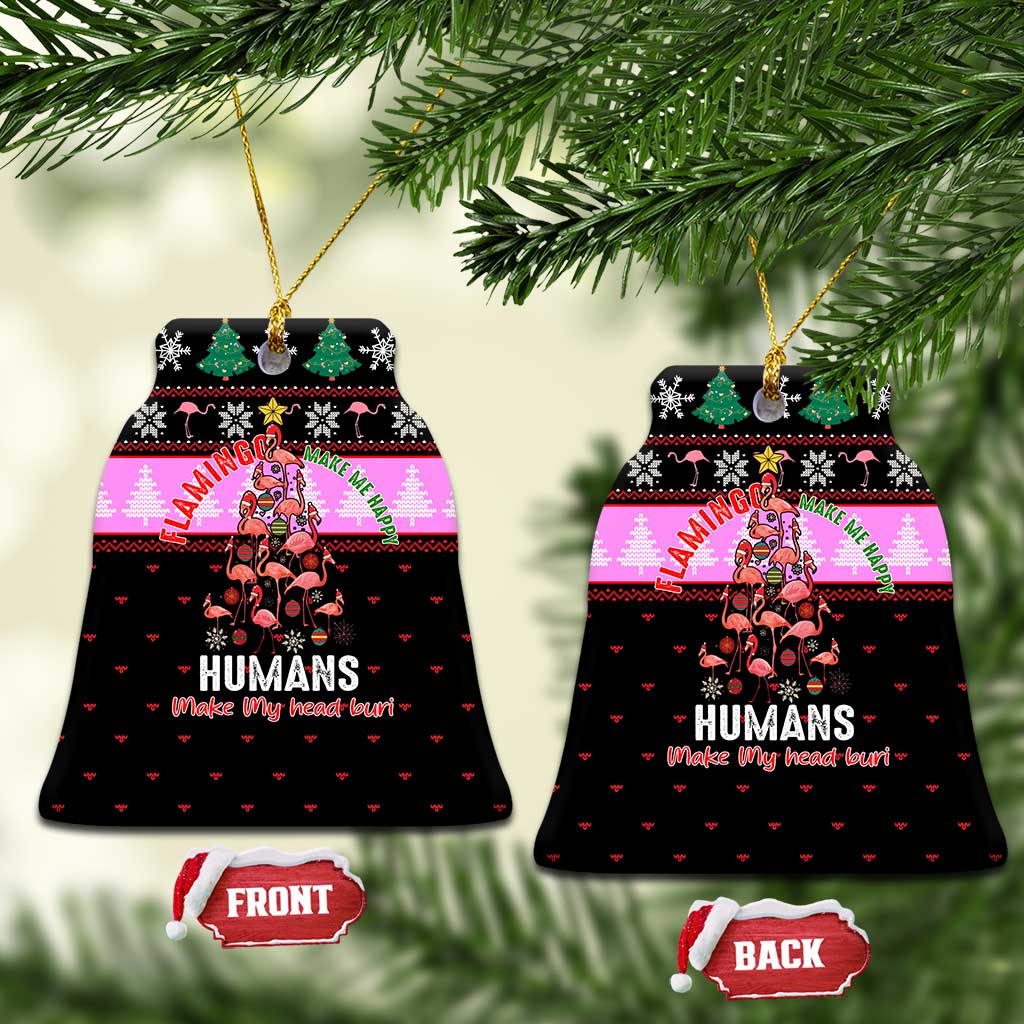 Flamingo Make Me Happy Christmas Ceramic Ornament Funny Xmas Holiday Patterns - Wonder Print Shop