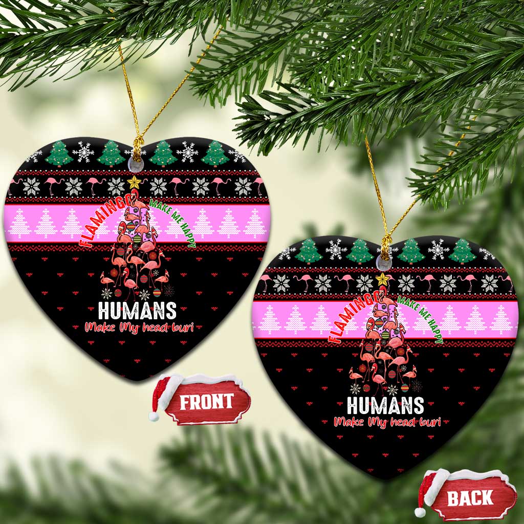 Flamingo Make Me Happy Christmas Ceramic Ornament Funny Xmas Holiday Patterns - Wonder Print Shop