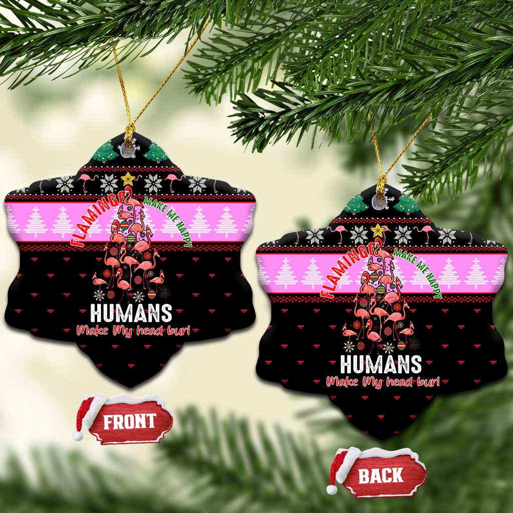 Flamingo Make Me Happy Christmas Ceramic Ornament Funny Xmas Holiday Patterns - Wonder Print Shop