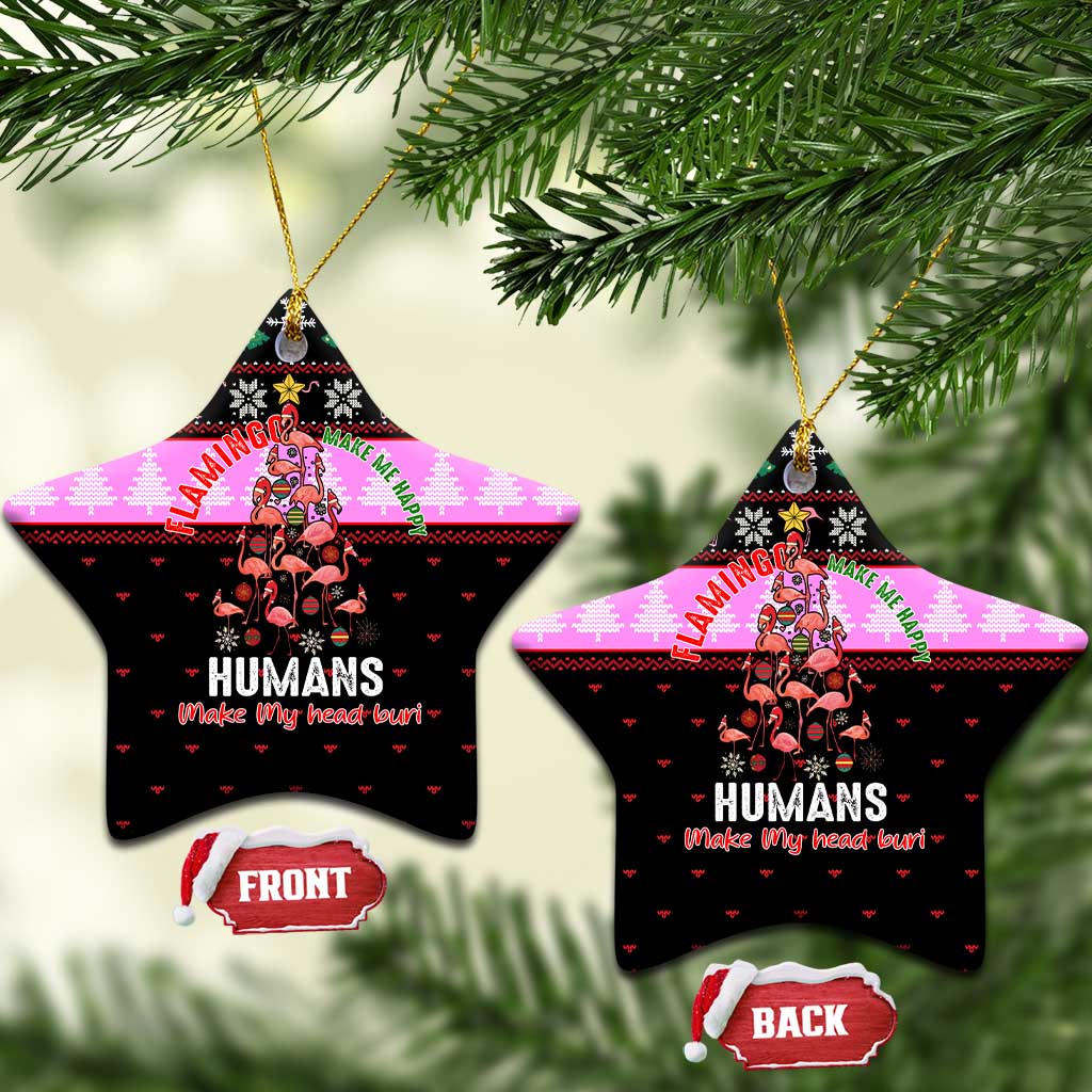 Flamingo Make Me Happy Christmas Ceramic Ornament Funny Xmas Holiday Patterns - Wonder Print Shop