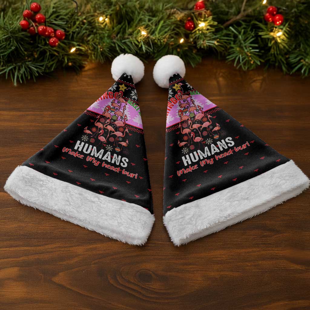 Flamingo Make Me Happy Christmas Santa Hat Funny Xmas Holiday Patterns - Wonder Print Shop