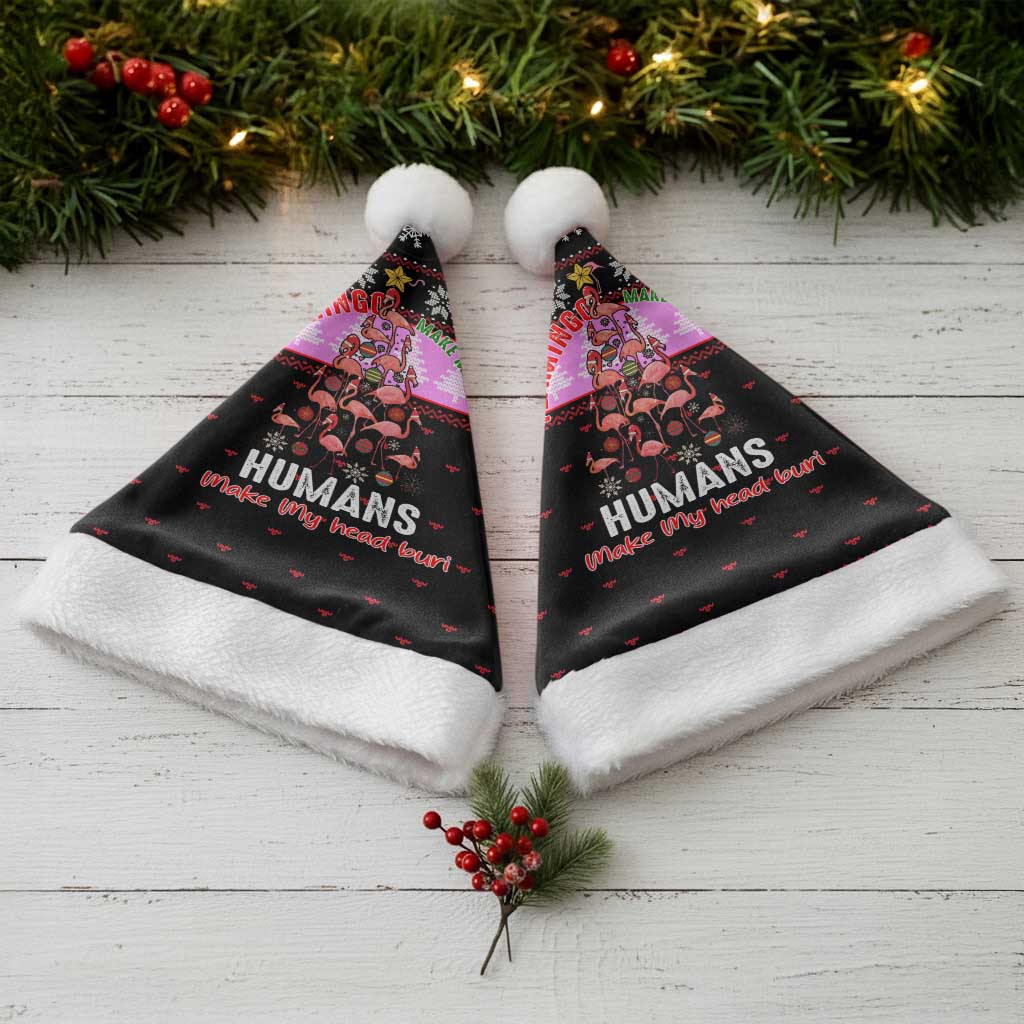 Flamingo Make Me Happy Christmas Santa Hat Funny Xmas Holiday Patterns - Wonder Print Shop