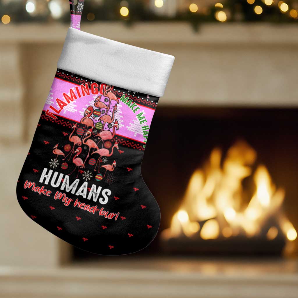 Flamingo Make Me Happy Christmas Stocking Funny Xmas Holiday Patterns - Wonder Print Shop