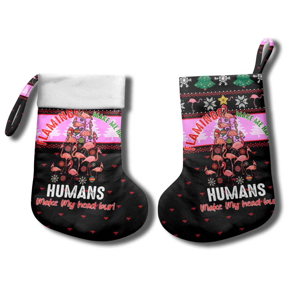 Flamingo Make Me Happy Christmas Stocking Funny Xmas Holiday Patterns - Wonder Print Shop