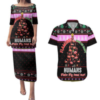 Flamingo Make Me Happy Christmas Couples Matching Puletasi and Hawaiian Shirt Funny Xmas Holiday Patterns - Wonder Print Shop